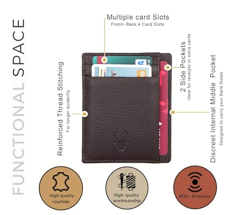 Image of WildHorn Leather Card Holder for Men & Women (Brown)