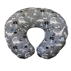 Boppy Nursing Pillow and Positioner—Original | Gray Dinosaurs with White, Black and Blue | Breastfeeding, Bottle Feeding…