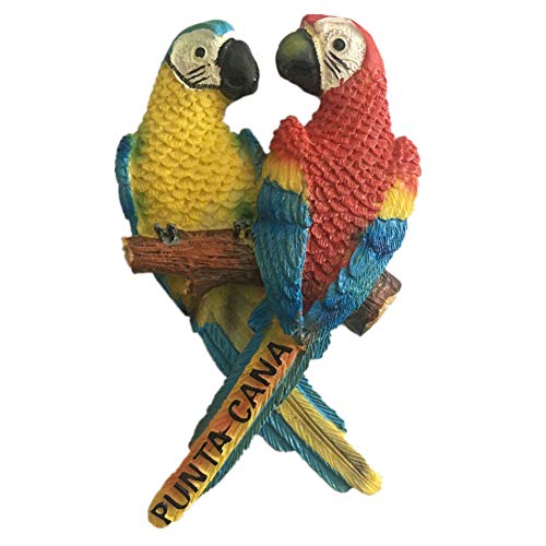 Imán de nevera macaw bird Punta Cana Dominica 3D resina miniatura 1