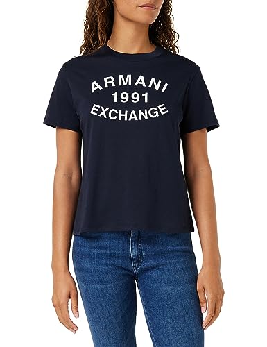 Armani Exchange A｜X Women's Cotton Jersey Logo 1991 Crew Neck Fitted Tee, Soul