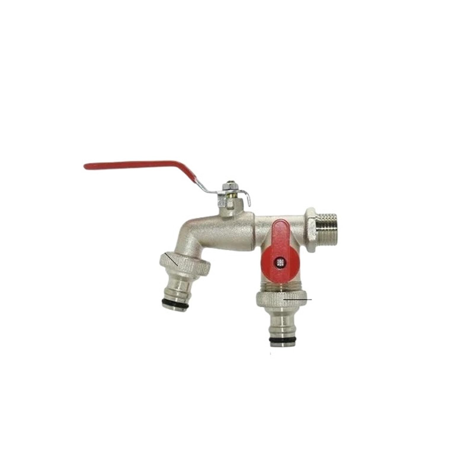 2pcs Industrial and Home Irrigation Zinc Alloy Garden Bibcocks Outdoor 1 Inlet 2 Outlet Bibcock with Dual Nipple and Bathroom Faucet for Garden
