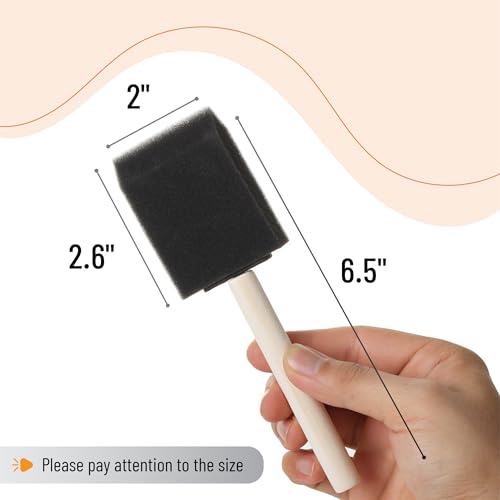 Image of Bates- Foam Paint Brushes, 2 Inch, 75 Pack, Black Foam Brushes for Painting with Lightweight Wooden Handles