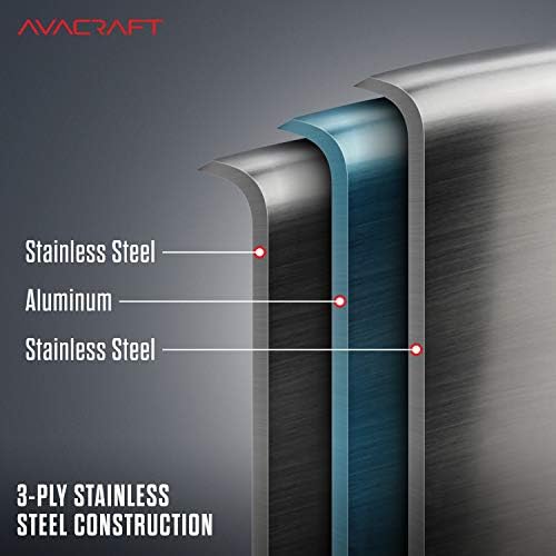 AVACRAFT 18/10 Stainless Steel Cookware Set, Premium Pots and Pans, Kitchen Essentials For Cooking, Multi-Ply Body Stainless Steel, 10-Pieces - Thumbnail 4