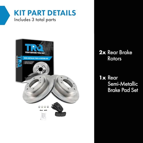 Image of TRQ Rear Brake Pad and Rotor Set Semi Metallic Rotors