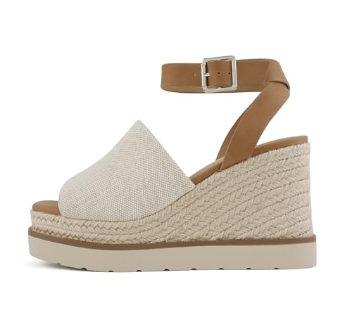 Image of Soda inchStella inch ~ Women Square Peep Toe Single Band Platform Espadrille Wedge Sandals with Adjustable Ankle Strap