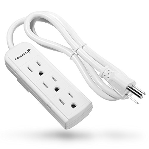 Fosmon 3 Outlet Power Strip - UL Listed, Non Surge Protection & Ship Approved, Heavy 3FT Extension Cord Wall Mount with 3 Prong Grounded AC Plug for Cruise Ship, Dorm Room, Office, Hotel
