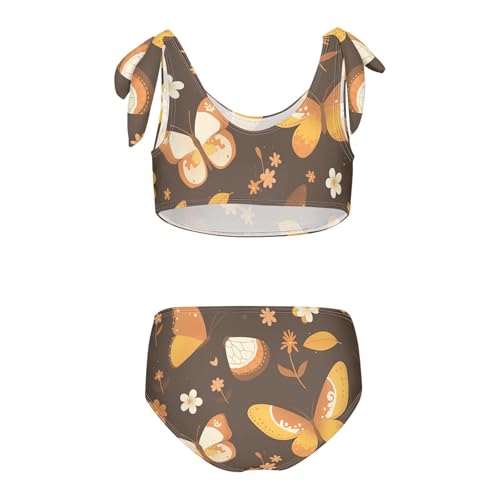 Butterfly Beautiful Brown Girl 2 Pieces Kids Bikini Set Beach Swimsuit Swimming Suits Cute Shoulder Strap2