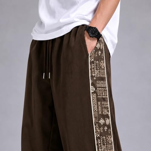 Image of Men Baggy Printed Track Pant | Loose Fit Casual Lower for Men | Everyday Wear