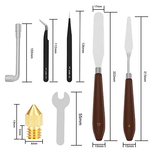 41 Piece 3D Printer Tools Kit Includes MK8 Printer Nozzles,Stainless Steel Nozzle Cleaning Needles,Precision Tweezer and Other 3D Printer Accessories - Thumbnail 6