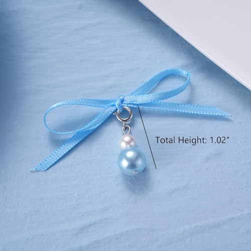 Image of MIXJOY Something Blue Gift for Bride, Wedding Day Bridal Blue Pearl Angel Wings Bouquet Garter Charm for Bride to Be