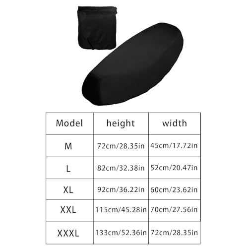 Universal Motorrad Sitzabdeckung, Bequeme Roller-Sitzbezüge, Sonnenschutz Motorrad Sitzbezug Schwarz, Wasserdichter Elastische Polyester-Sitzbezug für Motorräder und Elektrofahrzeug Schutz (L)