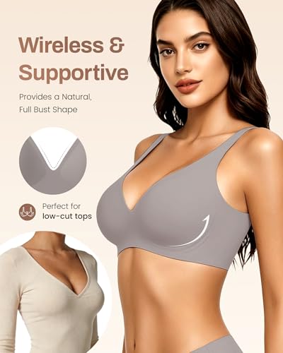 Image of Gailife Deep V Jelly Bras for Women No Underwire Wireless Seamless Push Up Bra Comfort Support Plunge Bralette Full Coverage
