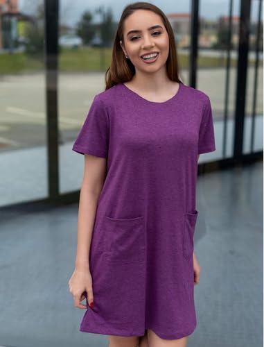 Image of Deyeek Open Back Hospital Gowns for Women Tear Away Short Sleeve Post Surgery Soft Nightgowns for Elderly Women with Pocket