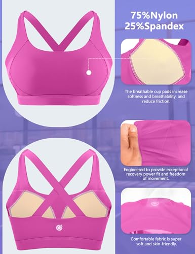 Image of Cordaw Pickleball Sports Bras for Women High Support, Molded Cup Crisscross Back High Impact Workout Yoga Bra