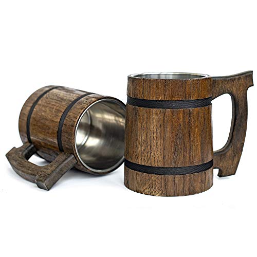 Fantasy Plain Wooden Beer Mug, Dungeon Master, Pirate Medieval Beer Stein, Beer Tankard, DnD Gamer Gift, MH Geek Gift - Thumbnail 2