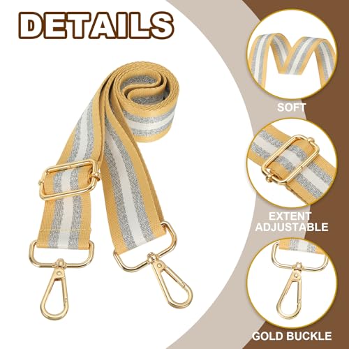 Image of PATIKIL Purse Strap, Wide Shoulder Strap Adjustable Crossbody Bag Straps Universal Replacement Shoulder Bag Belt for Women's Handbags Canvas Guitar Bag Backpack, Yellow