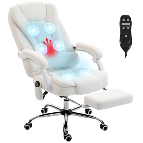 Vinsetto Fauteuil de bureau massant et chauffant, chaise de bureau, chaise ergonomique avec hauteur réglable, dossier inclinable et télécommande filaire,...