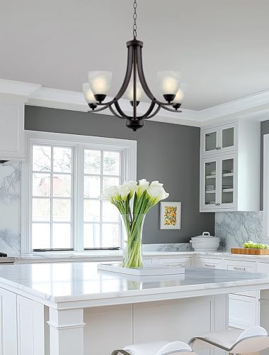 Image of Kira Home Weston 24 inch Large Modern Transitional 5-Light Chandelier