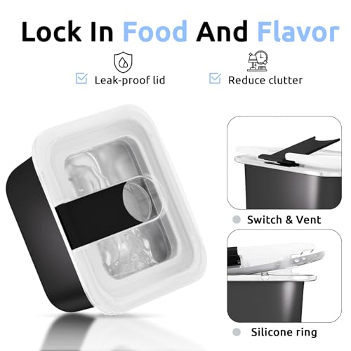 Image of Bakpoco Stainless Steel Snack Lunch Containers for Kids, 3 Packs 12 oz Leak-Proof Lunch Box Containers, Microwave-Safe, Convenient Metal Small Food Storage Container with Lid for School, Work