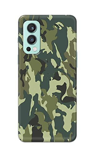 Image of Printed Hard Back Cover Case for OnePlus Nord 2 5G Back Cover (Green Army Camouflage) -1803