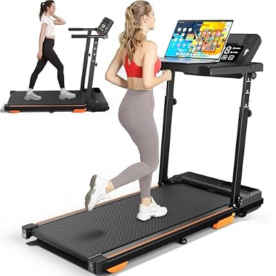 Walking Pad Treadmill with Desk Workstation, Adjustable Handle Bar Incline