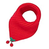 Süße Bonbonfarbe, niedlich gestrickte Cartoon-Kirsche dekoriert, Dreieckschal, passt zu den täglichen Outfits Ihrer Kinder und hält sie warm.