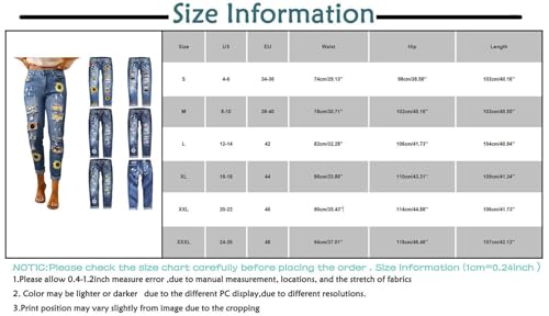 Ripped Distressed Jeans for Women Trendy Print Boyfriend Straight Leg Denim Pants Stylish Streetwear with Hole4
