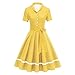 Women's 1950s Vintage Polka Dot Dress Retro Collared Button Cocktail Party Audrey Rockabilly Evening Prom Belted Dresses