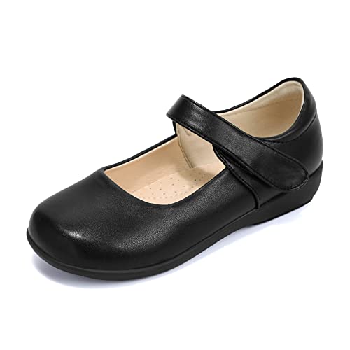 PANDANINJIA Girls Mary Jane School Uniform Dress Shoes Girl Flats for Toddler Little Big Kids