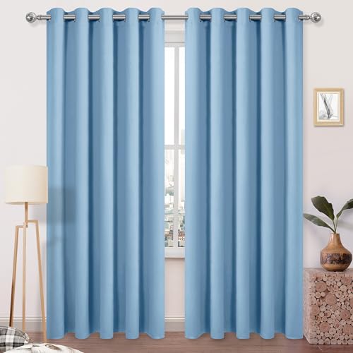 Image of DWCN Blackout Curtains for Bedroom Extra Wide 60 inch x 84 inch 2 Panels Light Blue