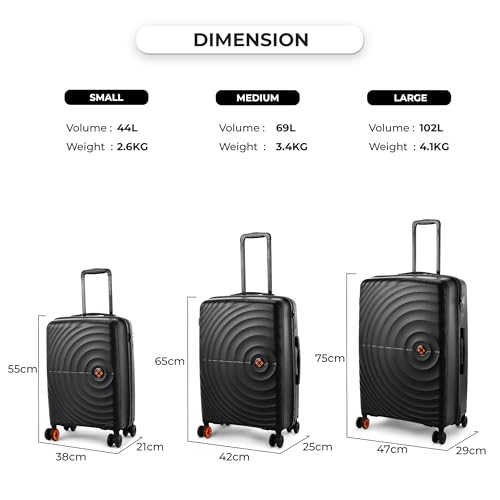 Image of Nasher Miles Polypropylene Spinner Seattle Hard-Sided Check-in Luggage 28 inch | 75cm | 8 Wheels Large Trolley Bag for Travel | Suitcase (Black)