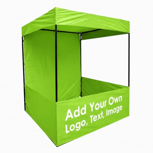 Image of Canopy Tent Portable Waterproof Demo Booth Canopy Stall 4x4x7 Ft for Outdoor Advertising, Marketing Stall, Exhibitions - UV Protection Portable Tent, Heavy-Duty with Carry Bag (4x4x7, Green)