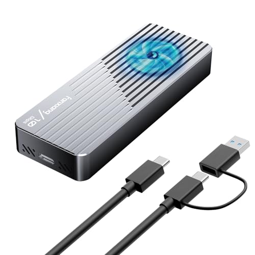 fanxiang Carcasa SSD con ventilador M2 NVMe/SATA Carcasa Disco Duro,M2 PCIE NVMe 2230/2242/2280,USB3.2 Gen2 10Gbp 4TB M key/B+M key M.2 NGFF/SATA,Compatible con TV/PS5/PS4(PRO)/Xbox/Mac/OTG Phone-MD85