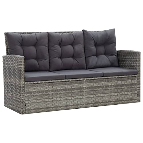 Gecheer 5-TLG. Garten Essgruppe Loungemöbel Poly Rattan Sitzgruppe Gartenlounge Gartenmöbel Set bis 8 Personen, Grau – Bild 4