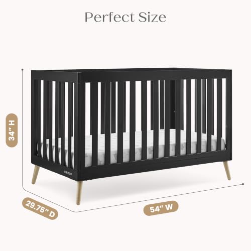 Image of Delta Children Essex 4-in-1 Baby Crib & Mattress, Ebony /Natural
