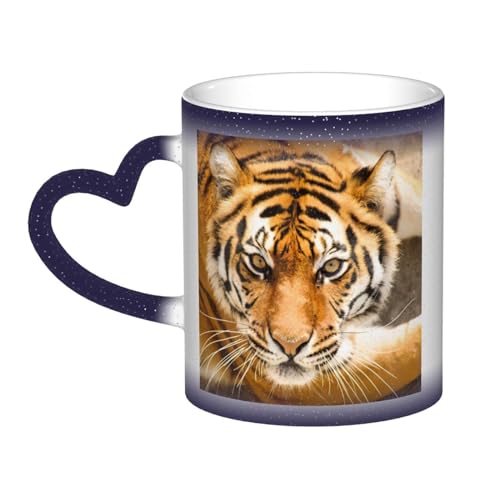 330ml 変色カップ 陶器 マグカップ 虎 トラ 動物 コーヒーカップ コップ おしゃれ 大きめ アニメ グッズ 雑貨 贈り物 Blue