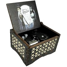 CorpseBride Wind up Wooden Music Box, Antique Wooden Case with Engraved Design, Decorative Collectible Gifts for Birthday,Valentines Day, Halloween, Christmas Wind-up Style