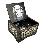 Teykst CorpseBride Wind up Wooden Music Box, Antique Wooden Case with Engraved Design, Decorative Collectible Gifts for Birthday,Valentine's Day, Halloween, Christmas (Wind-up Style)