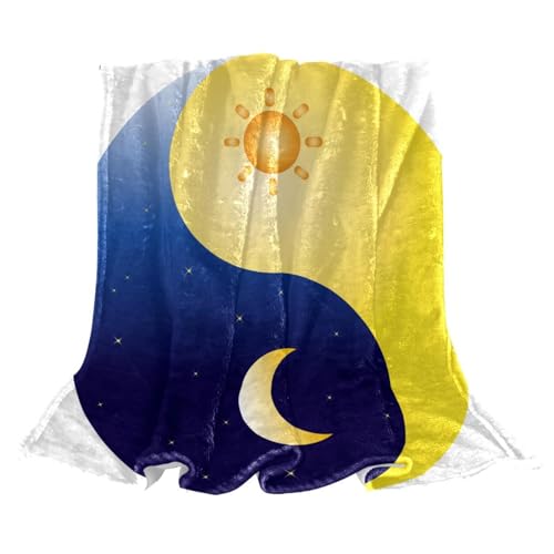 Couverture polaire Tai Chi de lit motif lune soleil finition douce - 2