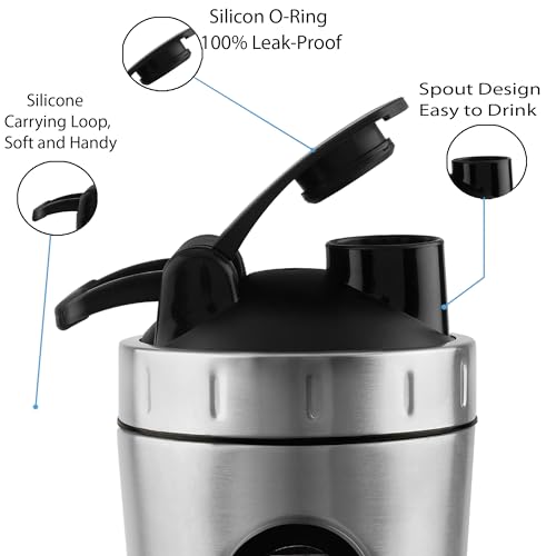 BURRDOFF VISIBLE WINDOW Protein Shaker Bottle, Silver - Image 4