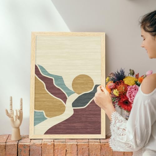 Image of ArtX Paper Boho Aesthetic Wall Decor Paintings with Frame for Home Decoration, Painting for Living Room Bedroom Office, Framed Painting for Wall Decoration, Wall Decor For Living Room, Set Of 2