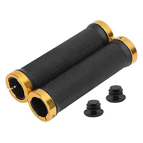 1 Pair Bikes Handlebar Grips, 5x0 9x1 3in Bikes Hand Bar End Grips, Lightweight and Avoid Slide Mountain Bikes Handle Bar Grips with Plug, Bikes Grips for All Regular Handlebars(Gold)