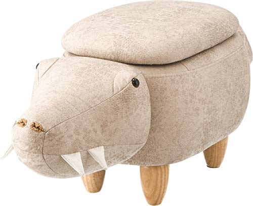 不二貿易 アニマルスツール 収納スツール ワニ 高さ37cm 動物 おもちゃ収納 16146 アイボリー 幅100cm 16146