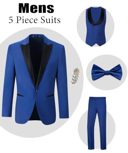 Men's 3 Piece Wedding Suits Slim Fit Double Breasted Suit Set for Men Blazer Vest Pants Suit with Bow -Tie3