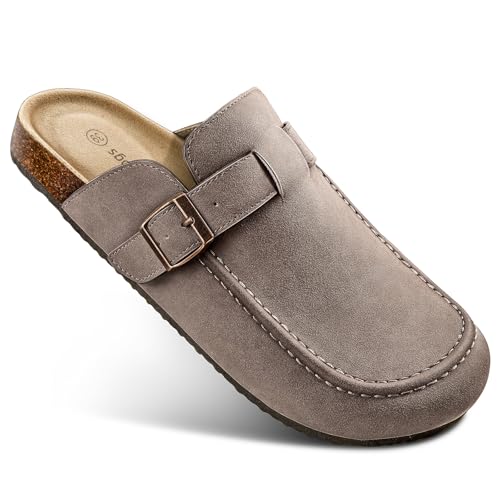 Image of BULLIANT Clogs-Suede Mules Slippers Sandals Nurse Potato Shoes Men Women-Memory Foam Cushioned Cork-Footbed(Leafless Tree-13 Women/11 Men)