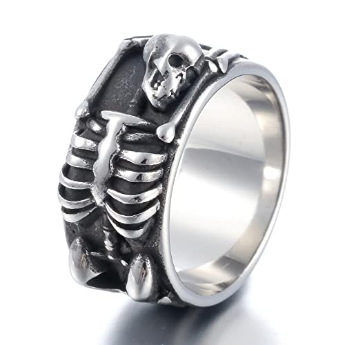 Image of Death Skull Ring for Men Stainless Steel Jewelry Biker Rings Scary Death Ring Skull for Gifts