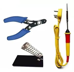 Easy Electric 3 in 1 Combo Soldering Equipment Tool With Soldering Iron 25 Watt, Stand, Cutter Simple (Round Tip) Power Tools