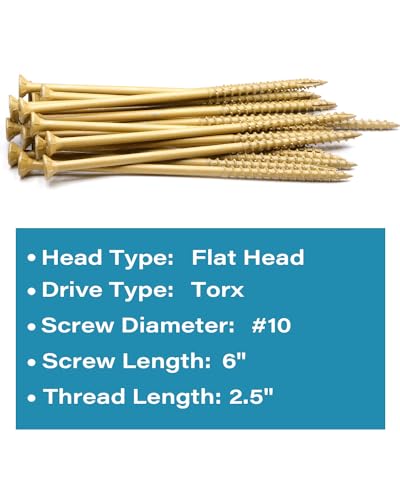 Image of IMSCREWS 400-Pack #10 x 6 Deck Screws, Star Drive, 1000h Salt Spray Resistant Coating, Tan Exterior Wood Screws for Landscaping & Treated Lumber, with Re-usable Sturdy PVC Box (No Bit)