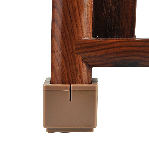 Chair Leg Floor Protectors, WarmHut 16pcs Brown Silicone Table Furniture Leg Feet Tips Covers Caps, Felt Pads, Prevent Scratches, Wood Floor Protector (Square)(Brown)
