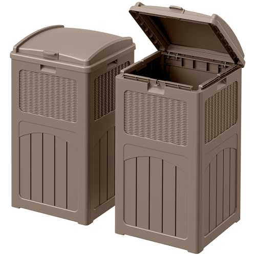 Devoko 33 Gallon Outdoor Trash Can with Dual Lid, Heavy